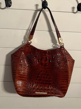 Brahmin - Marianna, Pecan Melbourne Croc-Embossed Shoulder Bag